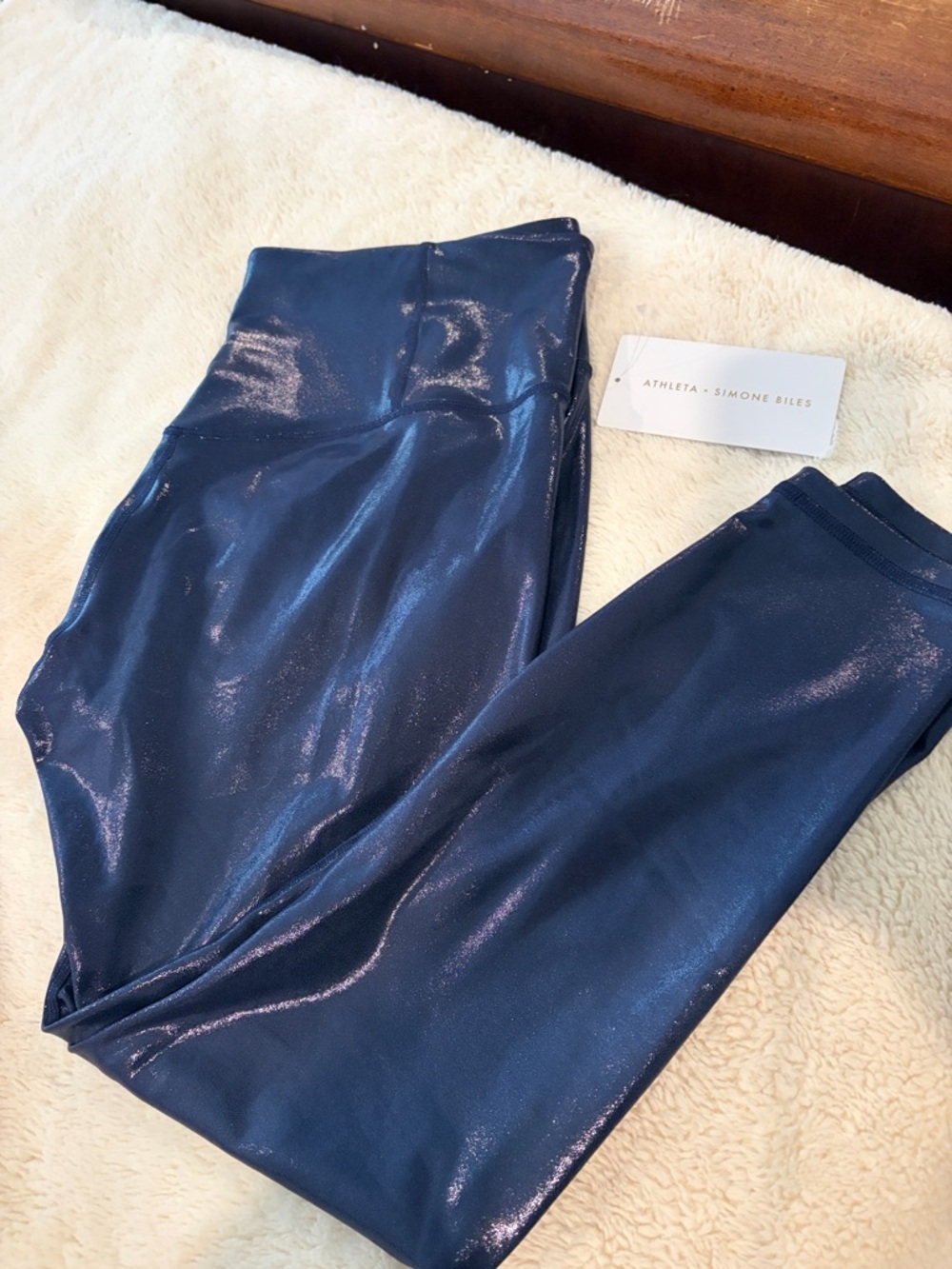 NWT Athleta x Simone Biles Elation Shine Leggings in Shimmery Simone Navy